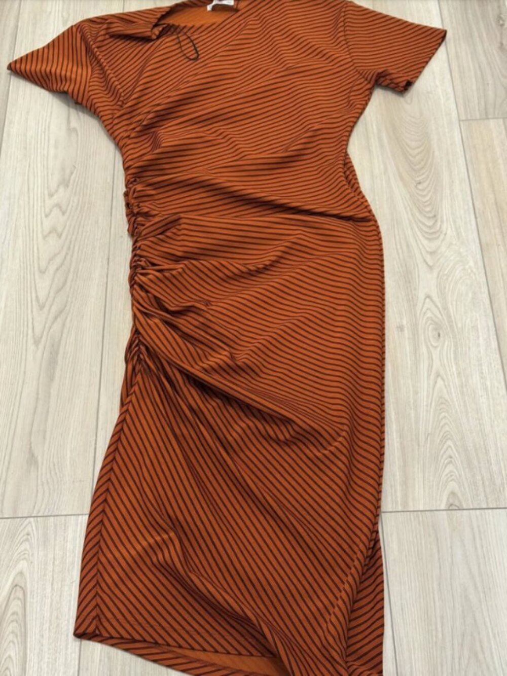 Zara Women Dress-Orange/Black- M